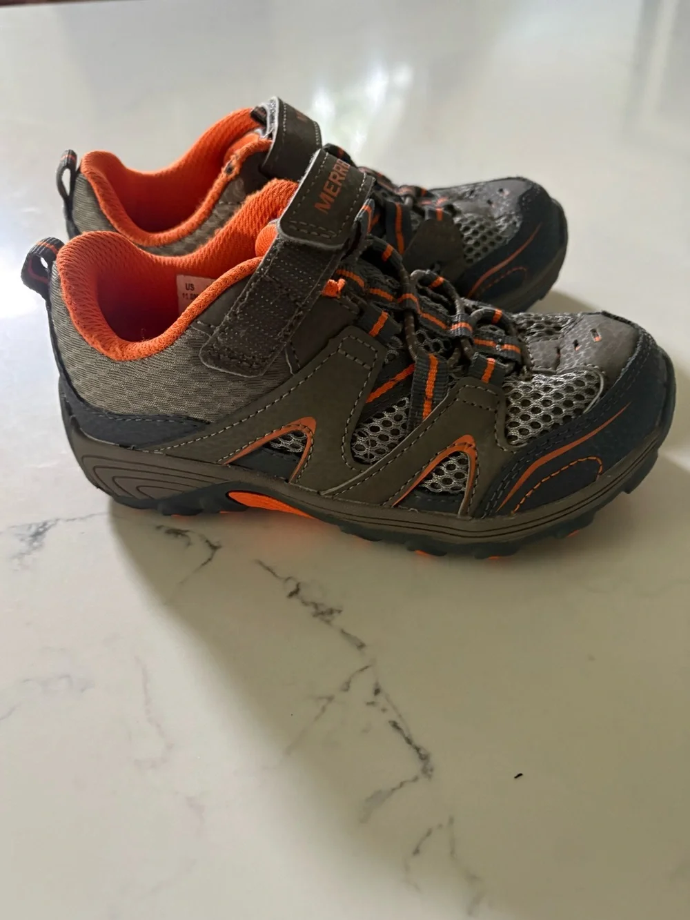 Merrell Kids Gray and Orange Slip-On Athletic Sneakers